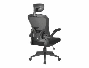SCAUN DE BIROU PIVOTANT Q-060, NEGRU/NEGRU, TAPITERIE DIN STOFA SI PLASA SI PICIOR DIN PLASTIC, STIL MODERN - Img 3