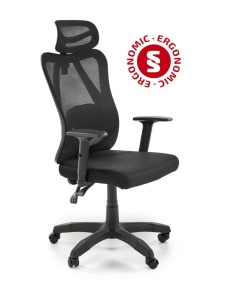 SCAUN DE BIROU RAMOS, NEGRU, TAPITERIE DIN STOFA/PLASA SI PICIOARE DIN POLIPROPILENA, STIL MODERN - Img 1