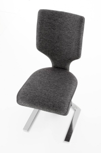 SCAUN DINING K307, GRI/NEGRU/CROM, CU TAPITERIE DIN STOFA, PIELE ECOLOGICA SI PICIOARE DIN METAL, STIL MODERN - Img 5