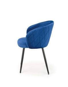 SCAUN DINING K430, ALBASTRU/NEGRU, CU TAPITERIE DIN CATIFEA SI PICIOARE DIN METAL, STIL MODERN - Img 5