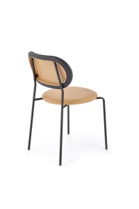 SCAUN DINING K524, MARO DESCHIS/NEGRU, DIN RATTAN, PIELE ECOLOGICA SI PICIOARE DIN METAL , STIL MODERN - Img 5