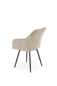 SCAUN DINING PIVOTANT K576, BEJ/NEGRU, TAPITERIE DIN STOFA SI PICIOARE DIN METAL, STIL MODERN - Img 2
