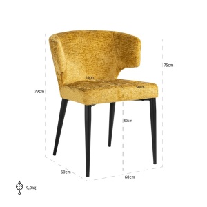 SCAUN DINING TAYLOR MUSTARD FUSION 06, S4714, CONFECTIONAT DIN 100% POLIESTER SPUMA SI METAL, RICHMOND INTERIORS - Img 3