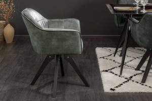 SCAUN PIVOTANT, LOFT 61X81 CM, COD 40257, DIN CATIFEA VERDE SMARALD SI CADRUL DE LEMN - Img 7