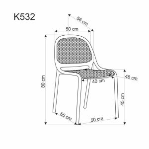 SCAUN TERASA, K532, ALB, DIN POLIPROPILENA, STIL MODERN, SUPRAPOZABIL - Img 3