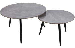 SET 2 MASUTE DE CAFEA KORA C, 60/80 CM, GRI/NEGRU, BLAT DIN CERAMICA SI CADRU DIN METAL, STIL MODERN - Img 2