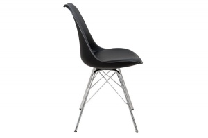 SET, 2 SCAUNE NEGRU/CROM, SCANDINAVIA RETRO, DESIGN SCANDINAV - Img 4
