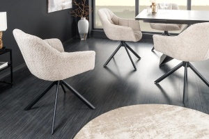SET 2 SCAUNE ROTATIVE, PAPILLON, 180 GRADE, DIN MATERIAL BOUCLE SI SUPORT METAL, BEJ, ARTIM GROUP SELECTION - Img 4