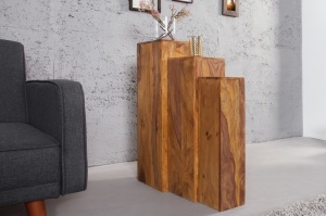 SET 3 COLOANE DIN LEMN MASIV MAKASSAR 36339 - DESIGN DECORATIV VINTAGE - Img 2