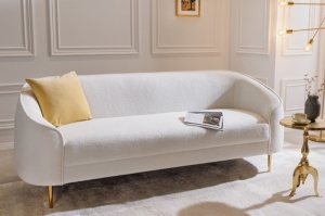 SOFA/DIVAN, 205CM, TEXTIL PLUS, BOUCLE, ALB/AURIU, DESIGN EXCLUSIVIST, ARTIM GROUP SELECTION - Img 1