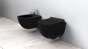 VAS BIDEU REA CARLO MINI SUSPENDAT, NEGRU MAT, DIN CERAMICA, CALITATE SUPERIOARA - Img 3