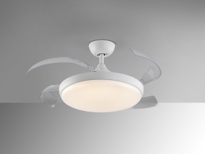 VENTILATOR VENTURI, CU TELECOMANDA, 40/52 CM, ALB MAT/OPAL/TRANSPARENT, DIN METAL SI ACRIL, STIL MODERN - Img 3