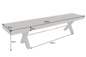 BANCA, THOR 200CM, COD 40445, METAL SI LEMN PIN GRI, DESIGN INDUSTRIAL - Img 8