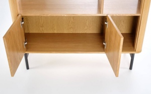 BIBLIOTECA SMART REG-2, STEJAR NATURAL/NEGRU, 153 CM, DIN MDF FURNIRUIT SI METAL, STIL VINTAGE - Img 5