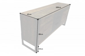 BUFET, FACTORY 180CM, COD 40550, DIN LEMN MANGO SI METAL, DESIGN RETRO - Img 3