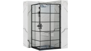 CABINA DE DUS REA CONCEPT, CULISANTA, 80x100CM, NEGRU, DIN STICLA, CALITATE SUPERIOARA - Img 1