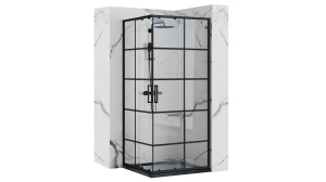CABINA DE DUS REA CONCEPT, CULISANTA, 90x90 CM, NEGRU, DIN STICLA, CALITATE SUPERIOARA - Img 1