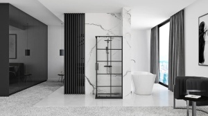 CABINA DE DUS REA CONCEPT, CULISANTA, 90x90 CM, NEGRU, DIN STICLA, CALITATE SUPERIOARA - Img 4