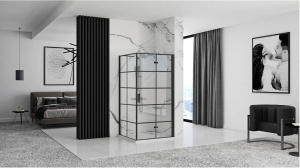 CABINA DE DUS REA MOLIER, PLIABILA, 90x90 CM, NEGRU, DIN STICLA, CALITATE SUPERIOARA - Img 4