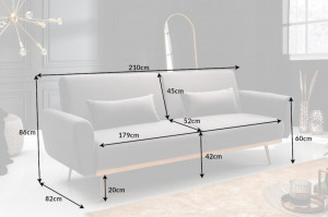 CANAPEA EXTENSIBILA 210CM, TAPITATA CU CATIFEA GRI, BELLEZZA, STIL MODERN - Img 8