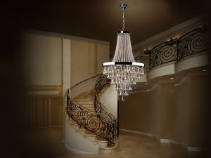 CANDELABRU PALACE, CU TELECOMANDA, 170/270 CM, CROM/FUMURIU/TRANSPARENT, DIN METAL SI STICLA, STIL MODERN - Img 5