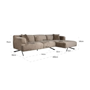 COLTAR DONOVAN CU 3 LOCURI + CANAPEA EXTENSIBILA DREAPTA, BERGEN 104 TAUPE CHENILLE, S5139, CONFECTIONAT DIN SPUMA, METAL SI 100% POLIESTER, RICHMOND INTERIOR - Img 4