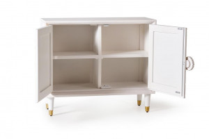 COMODA 90CM, ALB/AURIU, DIN LEMN MASIV DE MANGO SI METAL, REALIZAT MANUAL, GINER Y COLOMER - Img 3