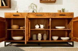 COMODA INFINITY HOME 160C, COD 39284, STIL VINTAGE DIN LEMN MASIV DE MANGO - Img 3