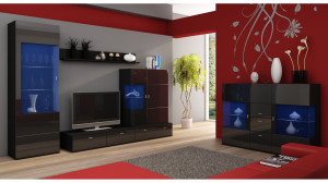 COMODA NEAGRA CU LED SI TELECOMANDA JENA - DESIGN MODERN - Img 1