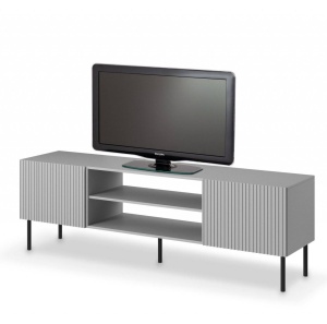 COMODA TV ASENSIO RTV-1, 100X110 CM, GRI DESCHIS/NEGRU, MDF LAMINAT, PAL SI METAL, STIL MODERN - Img 2