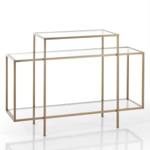 CONSOLA LIVING 118CM, KARL, DIN METAL SI STICLA, DESIGN MODERN - Img 1