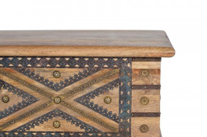 LADA PENTRU DEPOZITARE/CUFAR ARVIN 116CM, MARO/NEGRU, LEMN DE MANGO SI DETALII DIN BRONZ, STIL VINTAGE G&C - Img 5