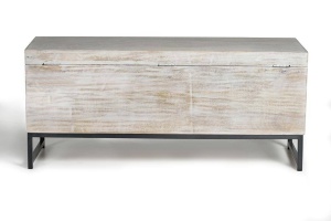 LADA PENTRU DEPOZITARE/CUFAR DORA 116CM, ALB ANTICHIZAT/NEGRU, LEMN DE MANGO SCULPTAT SI METAL, GINER Y COLOMER - Img 8