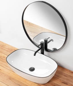 LAVOAR REA JOVITA, 60 CM, ALB/NEGRU, DIN CERAMICA, CALITATE SUPERIOARA - Img 3