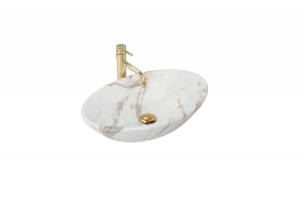 LAVOAR REA PAMELA, SHINY AIAX, 53 CM, EFECT DE MARMURA ALBA, DIN CERAMICA, CALITATE SUPERIOARA - Img 4