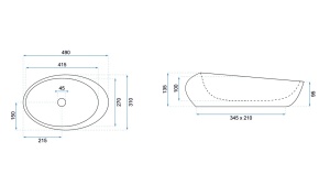 LAVOAR REA ROXY A, STONE, EFECT DE PIATRA GRI, 49 CM, DIN CERAMICA, CALITATE SUPERIOARA - Img 4