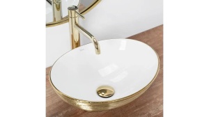 LAVOAR REA SOFIA, ALB/AURIU PERIAT, 41 CM, DIN CERAMICA, CALITATE SUPERIOARA - Img 2