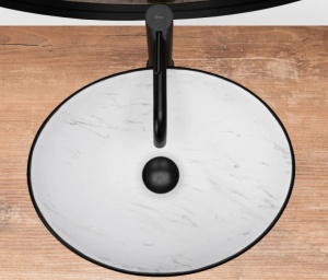 LAVOAR REA SOFIA, CALALA, EFECT DE MARMURA ALBA/NEGRU MAT, 41 CM, DIN CERAMICA, CALITATE SUPERIOARA - Img 2