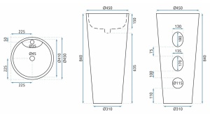 LAVOAR REA STATIV ANYA, GRANIT MAT, 84 CM, EFECT DE MARMURA ALBA MATA, DIN CERAMICA, CALITATE SUPERIOARA - Img 6