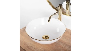 LAVOAR REA STELLA, ALB/AURIU, 35,5 CM, DIN CERAMICA, CALITATE SUPERIOARA - Img 3