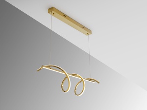 LUSTRA/PLAFONIERA ASURE, 100CM, AURIU/OPAL, DIN METAL SI SILICON, STIL MODERN - Img 3