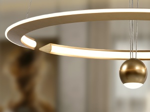 LUSTRA/PLAFONIERA ORANE, CU TELECOMANDA, 60 CM, AURIU/OPAL, DIN OTEL, ALUMINIU SI SILICON, STIL MODERN - Img 2