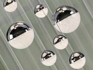 LUSTRA/PLAFONIERA SPHERE, CU TELECOMANDA, 130/500 CM, CROM/TRANSPARENT, DIN METAL SI METACRILAT, STIL MODERN - Img 2