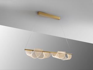 LUSTRA/PLAFONIERA VELAS, 100 CM, AURIU MAT/OPAL, DIN METAL SI METACRILAT MICROIMPRIMAT, STIL MODERN - Img 4
