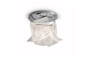LUSTRA/PLAFONIERA VELOS, CU TELECOMANDA, 50 CM, CROM/TRANSPARENT, DIN METAL SI METACRILAT MICROIMPRIMAT, STIL MODERN - Img 5
