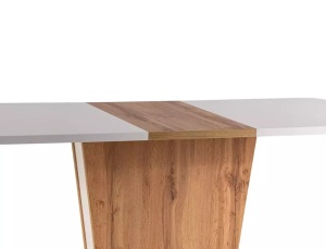 MASA DINING EXTENSIBILA CALIPSO, 110/145 CM, STEJAR WOTAN/ALB MAT, DIN PAL LAMINAT, STIL MODERN - Img 3