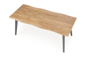 MASA DINING EXTENSIBILA DICKSON 2, STEJAR NATURAL/NEGRU, 150/210 CM, BLAT DIN MDF SI PICIOARE DIN METAL, STIL MODERN - Img 8