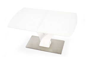 MASA DINING EXTENSIBILA PALERMO, ALB MAT/CROM, 140/180 CM, DIN STICLA, MDF SI METAL, STIL MODERN - Img 4