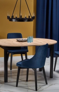 MASA DINING EXTENSIBILA RINGO, STEJAR ARTISAN/NEGRU, 102/142 CM, DIN MDF SI FURNIR, STIL CLASIC - Img 6