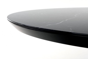 MASA DINING EXTENSIBILA VERTIGO, CU EFECT DE MARMURA NEAGRA/NEGRU, 130/180 CM, DIN MDF, STICLA SI METAL, STIL MODERN - Img 6